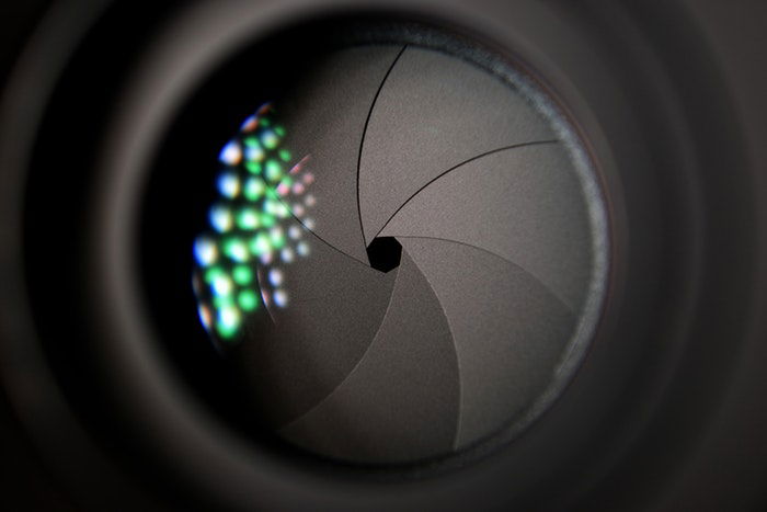 Close up of a camera lens 