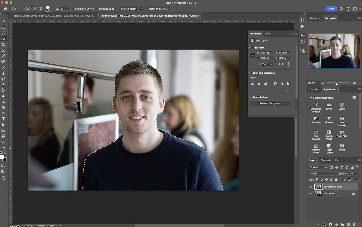 screenshot of portrait of man open in photoshop