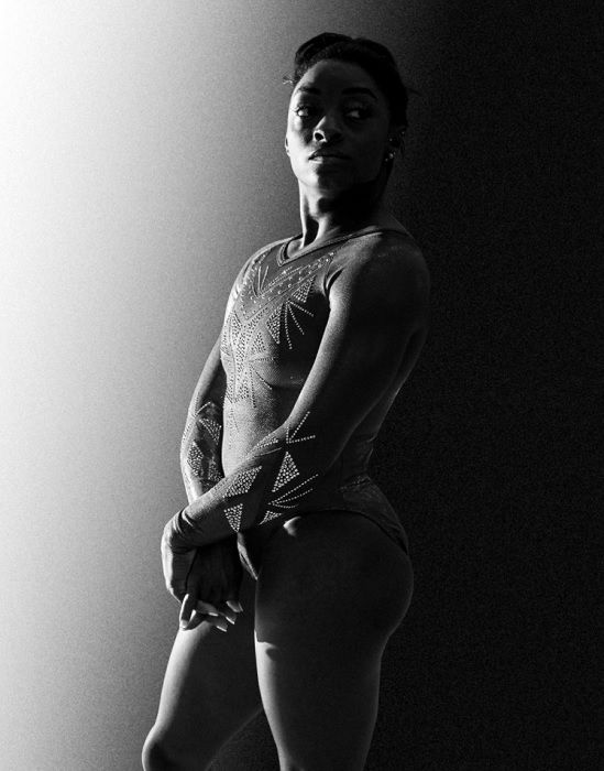 Black and White portrait of Simone Biles