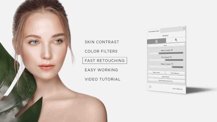 screenshot of the website for free retouch panel's photoshop plugin