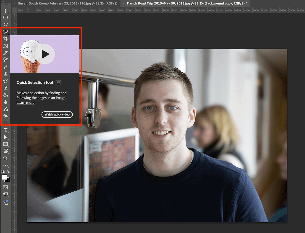 screenshot of portrait of man open in photoshop