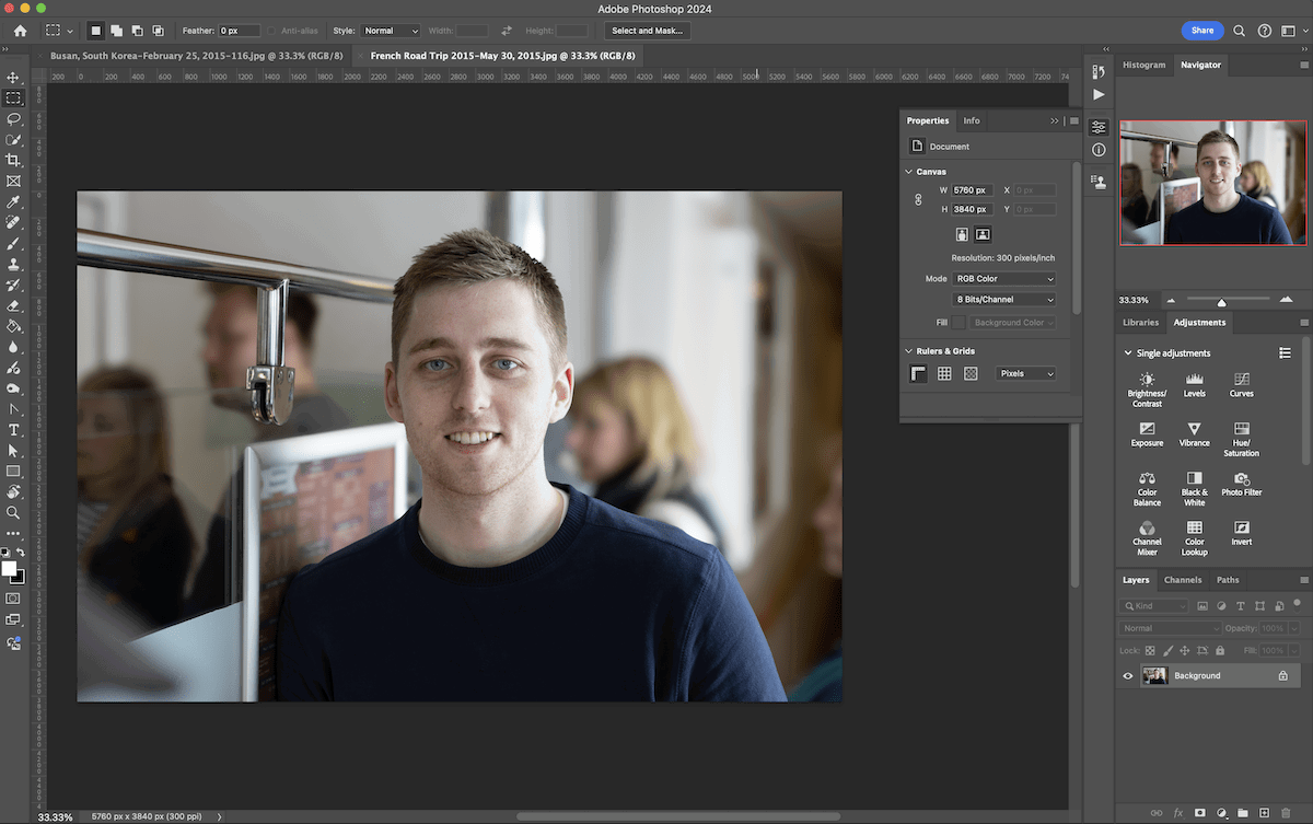 screenshot of portrait of man open in photoshop