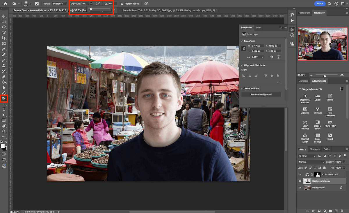 screenshot of portrait of man open in photoshop