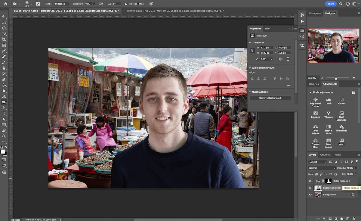 screenshot of portrait of man open in photoshop