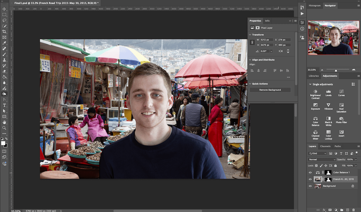 screenshot of portrait of man open in photoshop