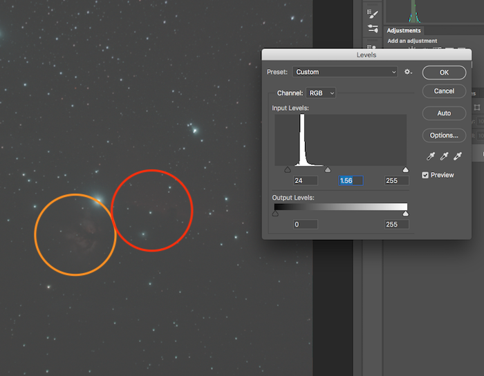 histogram stretching in photoshop cc starry sky photo