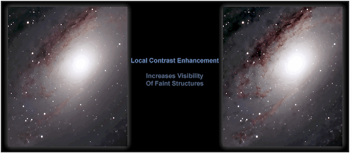 The result from running the Local Contrast Enhancement action - astrophotography software resources