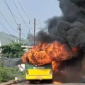 bus catches fire in maharastra